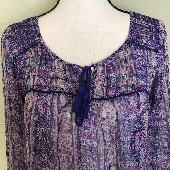 AEO Tunic Hippie Hobo Festival Floral Top M - Picture 2 of 6